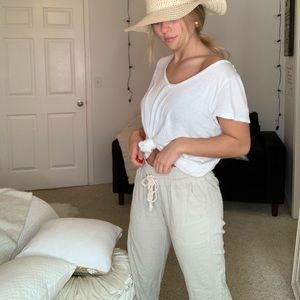 Cream linen beach pants